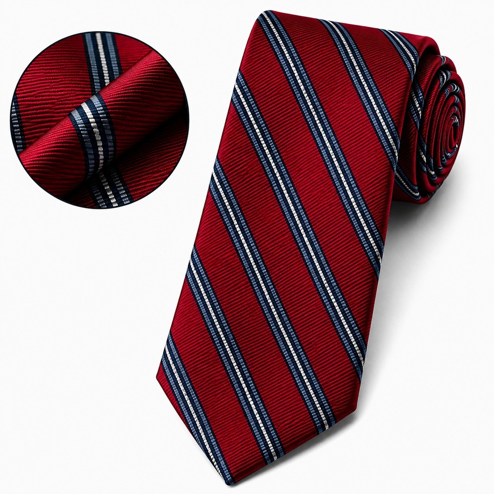 Jos. A. Bank Clothiers Men's Classic Necktie Red/Gray Striped Silk Blend W3